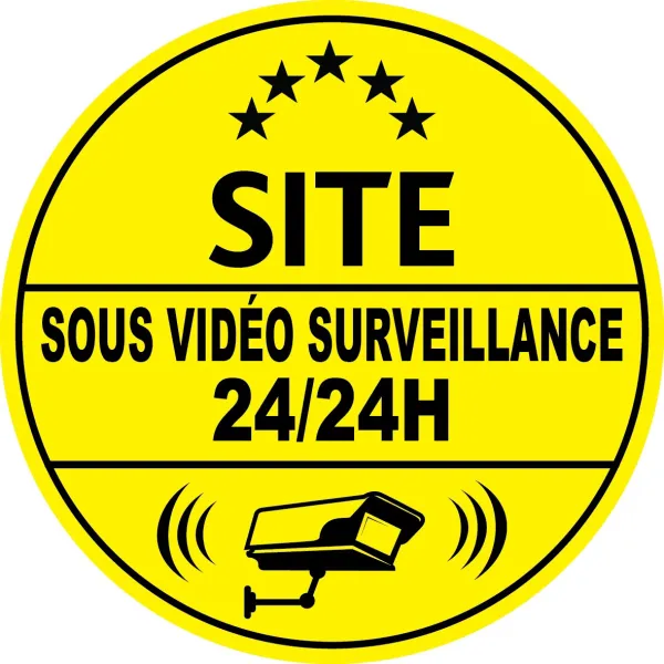 Site sous vidéo surveillance 24h24 (lot de 10p)-Autocollant de dissuasion-Panneaux Signalétiques