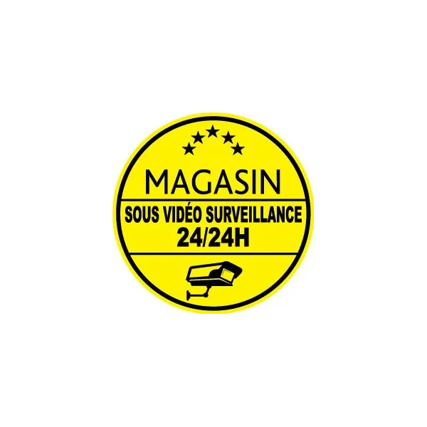 Magasin sous vidéo surveillance 24h24 (lot de 10p)-Autocollant de dissuasion-Panneaux Signalétiques