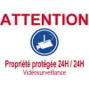 Adhésif "Attention propriété protégée" 150x100mm-Autocollant de dissuasion-Panneaux Signalétiques