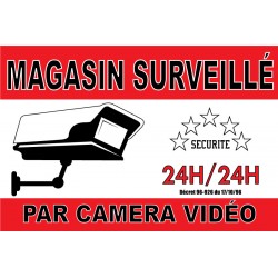 Adhésif "Magasin surveillé par caméra vidéo" 300x200mm