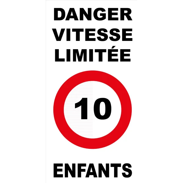 Panneau danger vitesse limitée 10km/h enfants-Panneau attention Danger-Panneaux Signalétiques