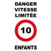 Panneau danger vitesse limitée 10km/h enfants-Panneau attention Danger-Panneaux Signalétiques