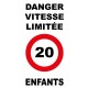 Panneau danger vitesse limitée 20km/h enfants