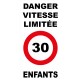 Panneau danger vitesse limitée 30km/h enfants