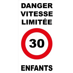 Panneau danger vitesse limitée 30km/h enfants