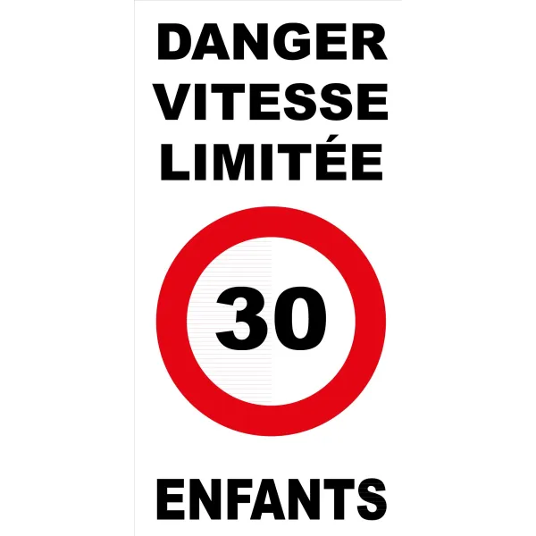 Panneau danger vitesse limitée 30km/h enfants-Panneau attention Danger-Panneaux Signalétiques