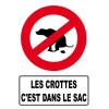 Les crottes c'est dans le sac-Panneau interdit aux chiens-Panneaux Signalétiques