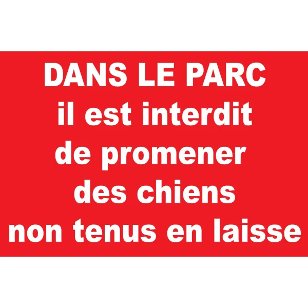 Panneau dans le parc il est interdit de promener des chiens non tenus en laisse-Panneau interdit aux chiens--