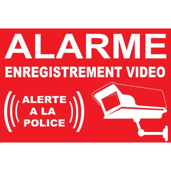 Sticker Alarme enregistrement vidéo alerte la police-Autocollant de dissuasion-Panneaux Signalétiques