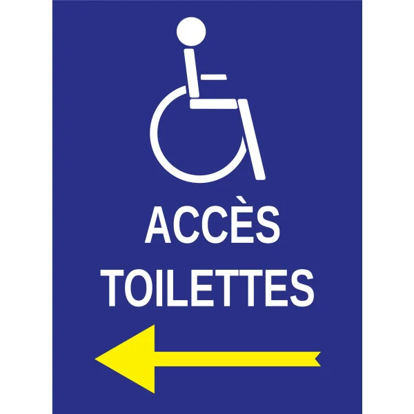 Panneau accès toilettes PMR à gauche-Panneau handicapé - PMR-Panneaux Signalétiques