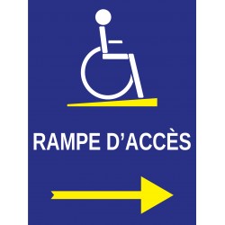 Panneau rampe d'accès à droite handicapé