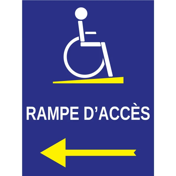 Panneau rampe d'accès à gauche handicapé-Panneau handicapé - PMR-Panneaux Signalétiques