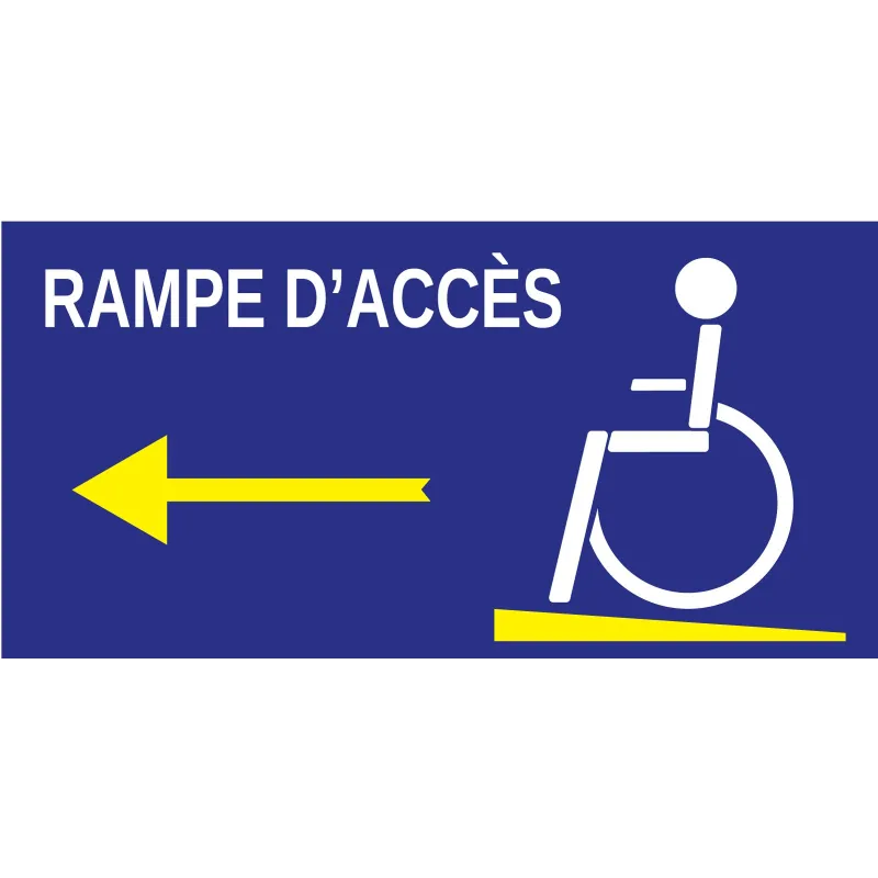 Panneau rampe d'accès à gauche handicapé-Panneau handicapé - PMR-Panneaux Signalétiques