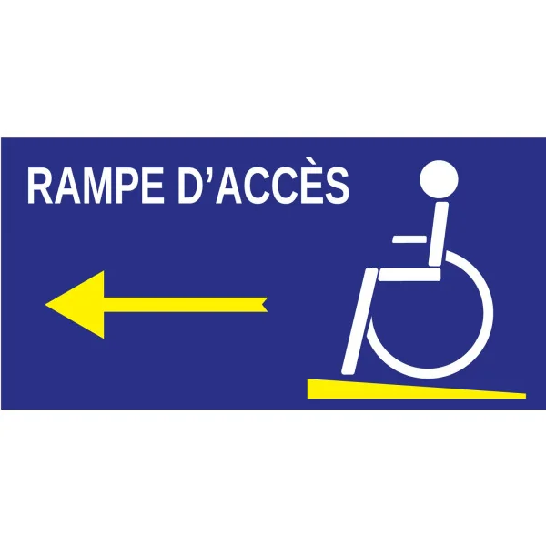 Panneau rampe d'accès à gauche handicapé-Panneau handicapé - PMR-Panneaux Signalétiques
