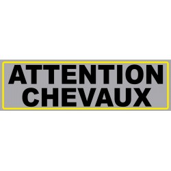 Adhésif attention Chevaux (fond gris)