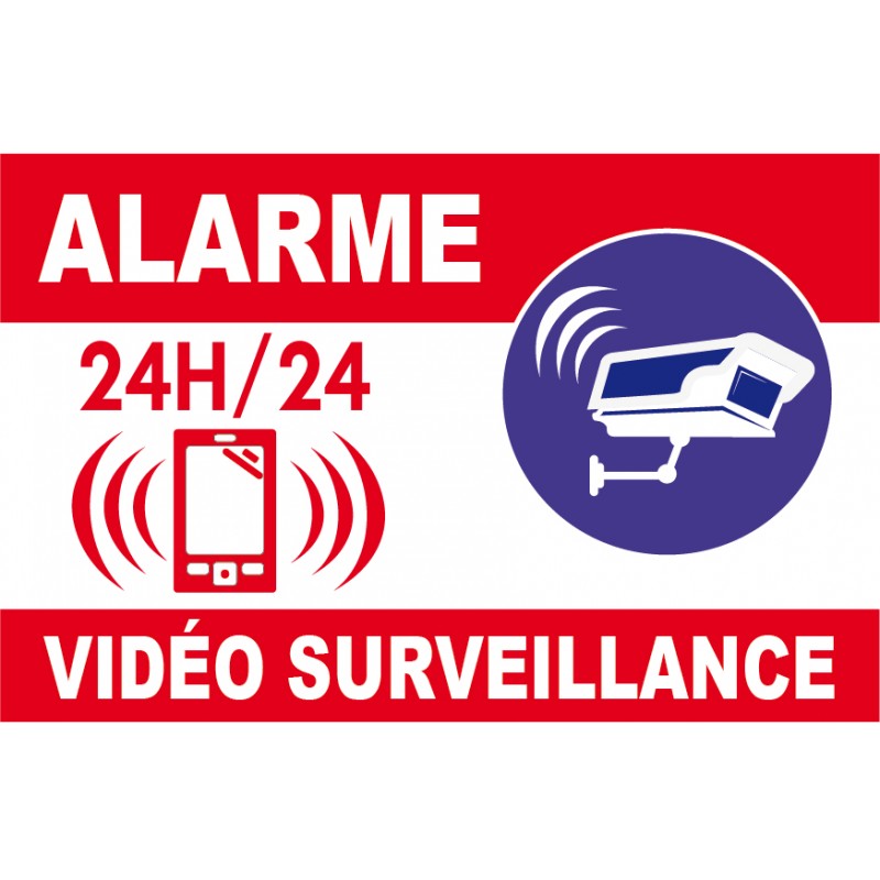 Sticker autocollant dissuasif Site placé sous alarme & Vidéo surveillance