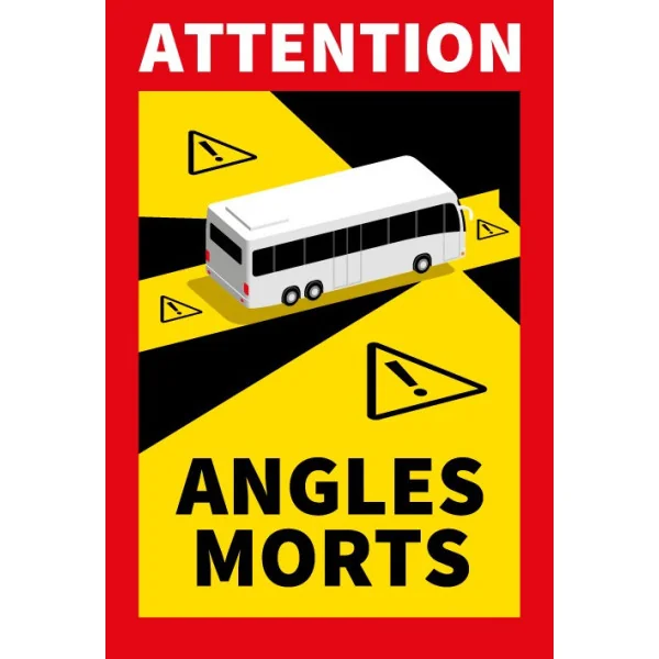 Adhésifs angles morts pour bus (lot de 4p)-Panneau attention Danger-Panneaux Signalétiques