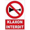 Klaxon interdit-Interdiction-Panneaux Signalétiques
