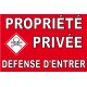 Panneau propriété privée défense d'entrer avec pictogramme danger de mort