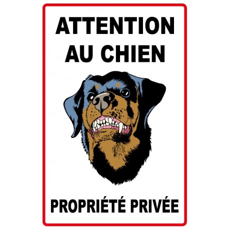 Attention au chien propriété privée avec picto chien méchant