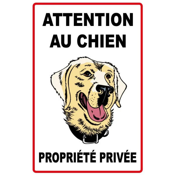 Attention au chien propriété privée avec picto chien-Panneau attention au chien-Panneaux Signalétiques