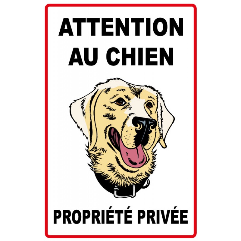 Panneau Attention au chien propriété privée avec picto chien