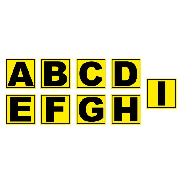 Panneau entrepôt A-B-C-D-E-F-G-H-I 200X200mm-Signalétique entrepôt-Panneaux Signalétiques