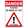 Danger chutes de neige du toit sol glissant-Panneau attention Danger-Panneaux Signalétiques
