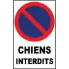 Panneau chiens interdits 120x190mm-Panneau interdit aux chiens-Panneaux Signalétiques