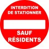 Panneau pvc rond "interdiction de stationner sauf résidents"-Panneau stationnement-Panneaux Signalétiques
