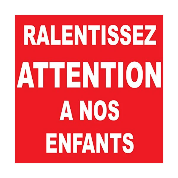 Panneau ralentissez attention à nos enfants "alu 400x400mm"-Panneau danger enfants-Panneaux Signalétiques