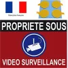 Panneau propriété sous vidéo Surveillance 160x100mm en PVC 3mm (Pastille Double Face Offerte)-Panneau vidéo surveillance-SIGNAGE