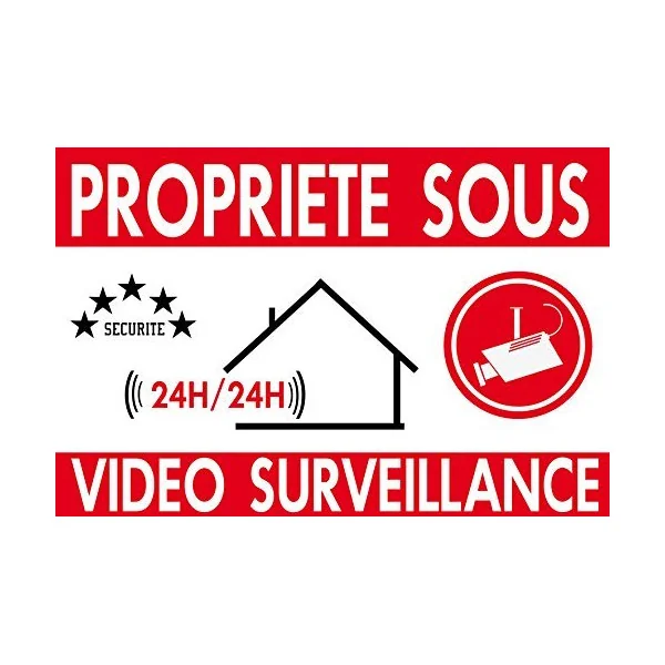 Panneau de Dissuasion propriéte sous vidéo Surveillance 300x200mm en PVC 3mm-Panneau vidéo surveillance-Panneaux Signalétiques