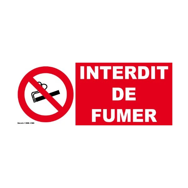 Interdit de fumer 6 Autocollants 100x40mm-Panneau interdit de fumer-Panneaux Signalétiques