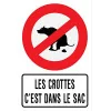 Panneau signalétique Les crottes C'est dans Le Sac-Panneau interdit aux chiens-Panneaux Signalétiques