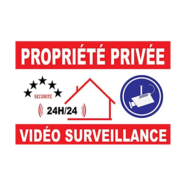 Panneau proprièté privée vidéo Surveillance 300X200mm-Panneau vidéo surveillance-Panneaux Signalétiques