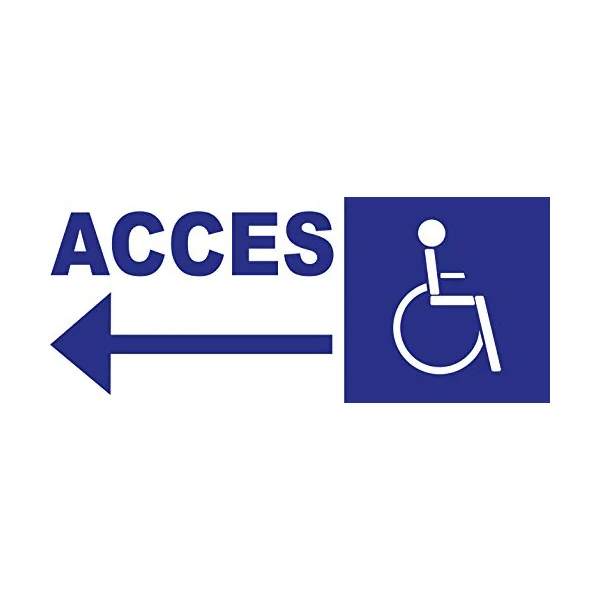 Panneau d'accès handicapé direction gauche-Panneau handicapé - PMR-Panneaux Signalétiques