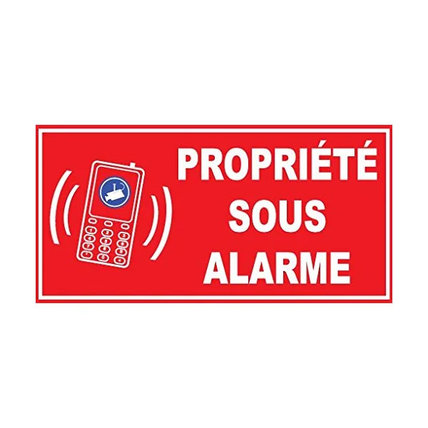 Panneau propriété sous alarme - vidéo surveillance smartphone-Panneau vidéo surveillance-Panneaux Signalétiques