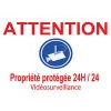 Panneau Attention propriété protégée 24H/24 vidéosurveillance-Panneau vidéo surveillance-Panneaux Signalétiques