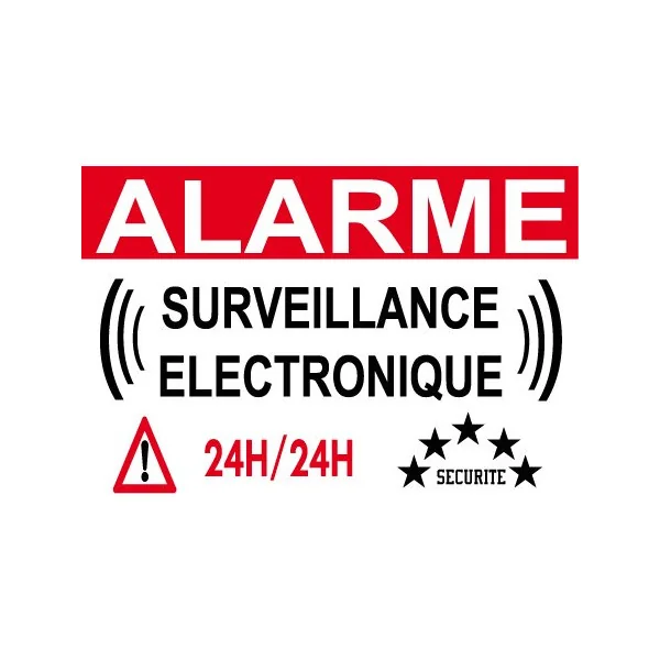 panneau signalétique de dissuasion "alarme électronque" 300x200mm (pastille double face offert)