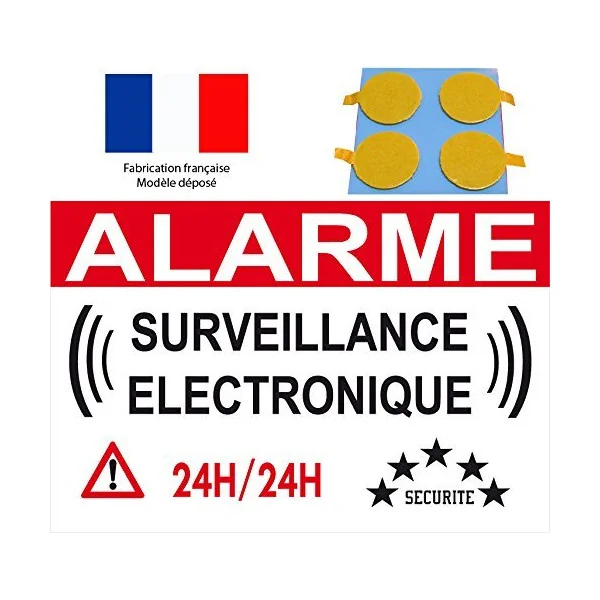 Panneau de Dissuasion Alarme électronque 160x100mm (Pastille Double Face Offert)-Panneau vidéo surveillance-SIGNAGE