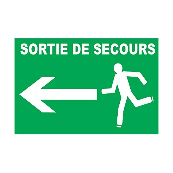 Sortie de secours à gauche-Panneau évacuation et sortie de secours-Panneaux Signalétiques