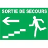 Sortie de secours avec escalier à gauche-Panneau évacuation et sortie de secours-Panneaux Signalétiques