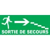 Sortie de secours avec escalier à droite-Panneau évacuation et sortie de secours-Panneaux Signalétiques