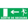 Sortie de secours à gauche avec porte-Panneau évacuation et sortie de secours-Panneaux Signalétiques