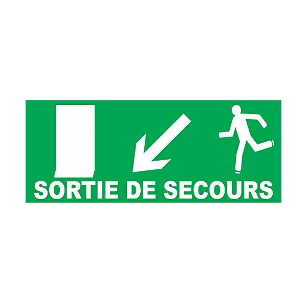 Sortie de secours en bas à gauche avec porte-Signalétique magasin-Panneaux Signalétiques