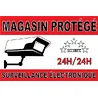 Autocollant « Magasin protégé – Surveillance électronique » avec caméra et mention 24H/24
