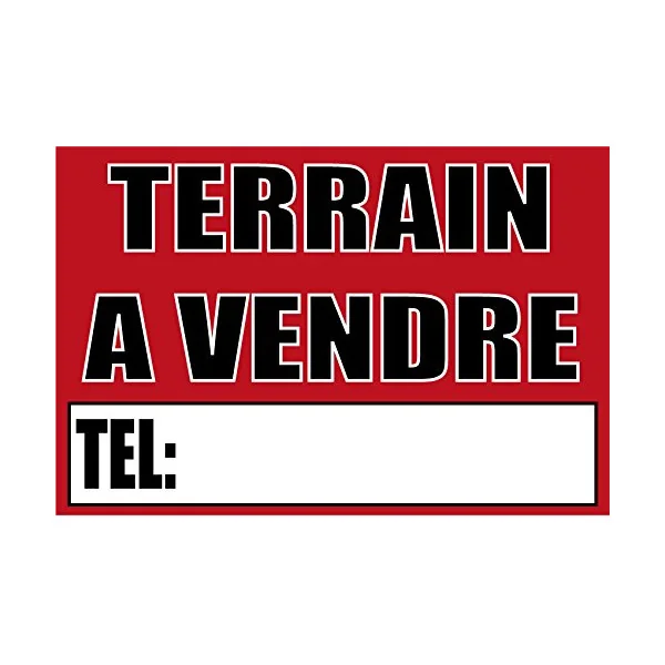 Panneau PVC Rigide 3mm - Paysage - Rouge - Professionnel - TERRAIN A VENDRE 300x200mm-Panneau commercial-Panneaux Signalétiques