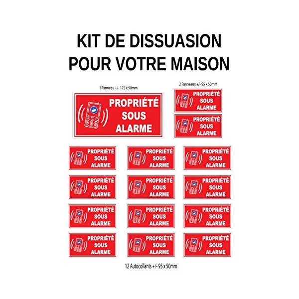 Kit de Dissuasion pour la Maison (Lot DE 15 pièces)-Autocollant de dissuasion-Panneaux Signalétiques