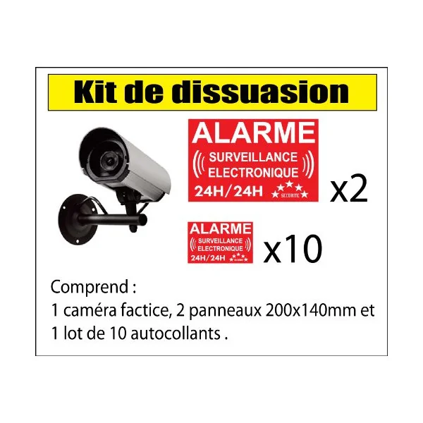 Kit caméra de vidéo surveillance de dissuasion-Autocollant de dissuasion-Panneaux Signalétiques